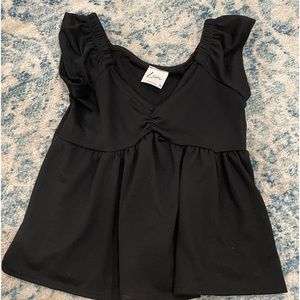 Black Ruffle Scrunched Top